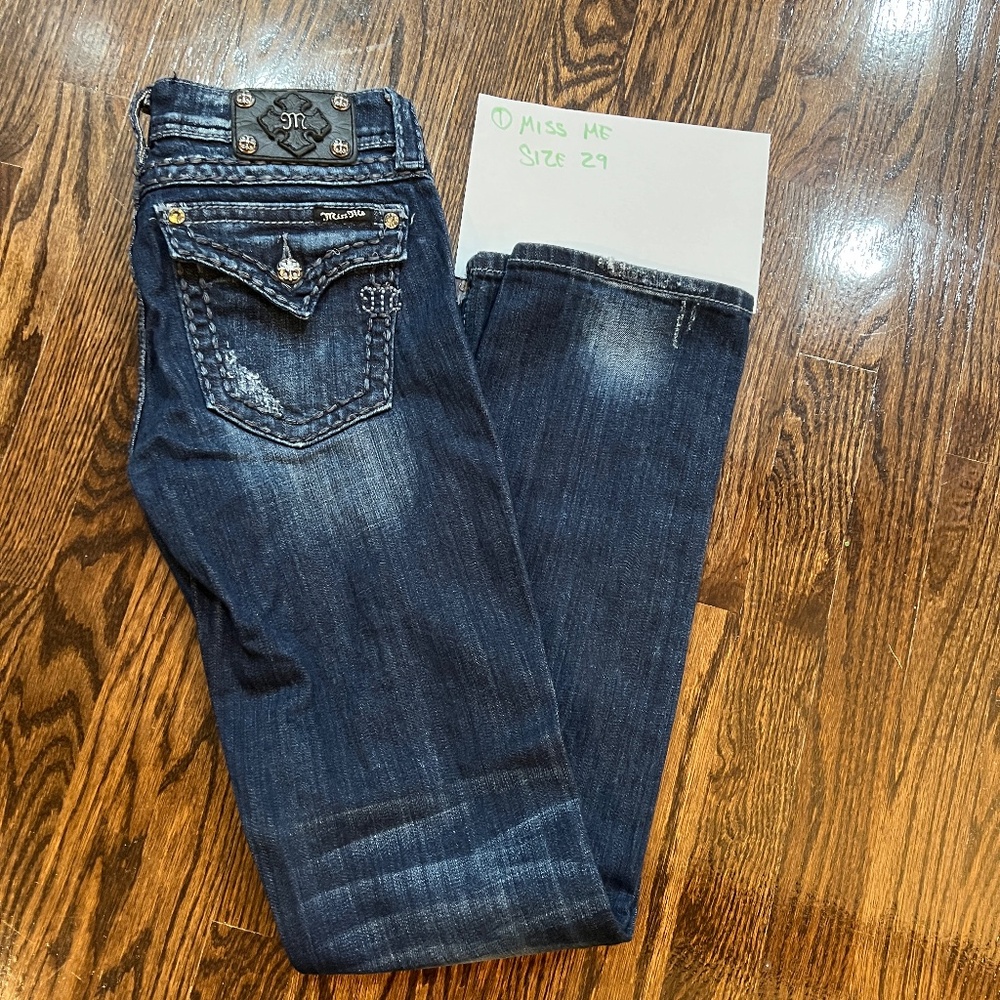 Miss Me Straight Leg Jeans Dark Wash Denim Women's Size 29  Blue